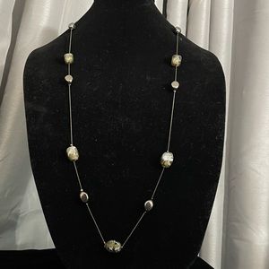Elegant Silver-Tone with Silver and Glass Beads Necklace